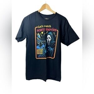 Ghost Face Lets‎ Watch Scary Movies Graphic T-Shirt Mens Medium Black Scream Tee